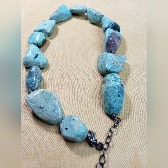Chunky Turquoise and Sterling Silver Necklace - Picture 3 of 11